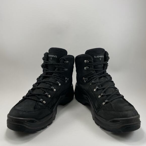 Lowa Renegade Mid GTX Hiking Boots Mens Size 9 Black GoreTex Waterproof